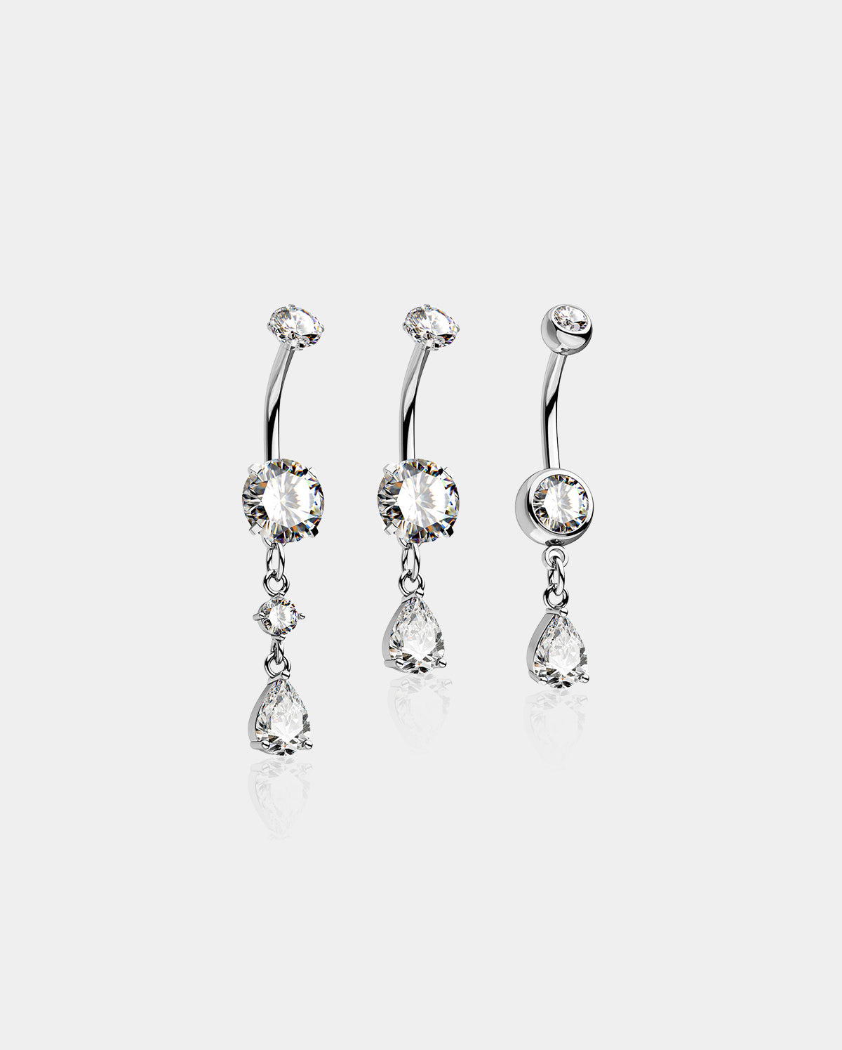 Sparkle CZ belly button ring set
