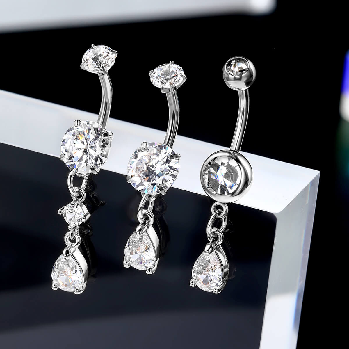 dangle belly button ring set