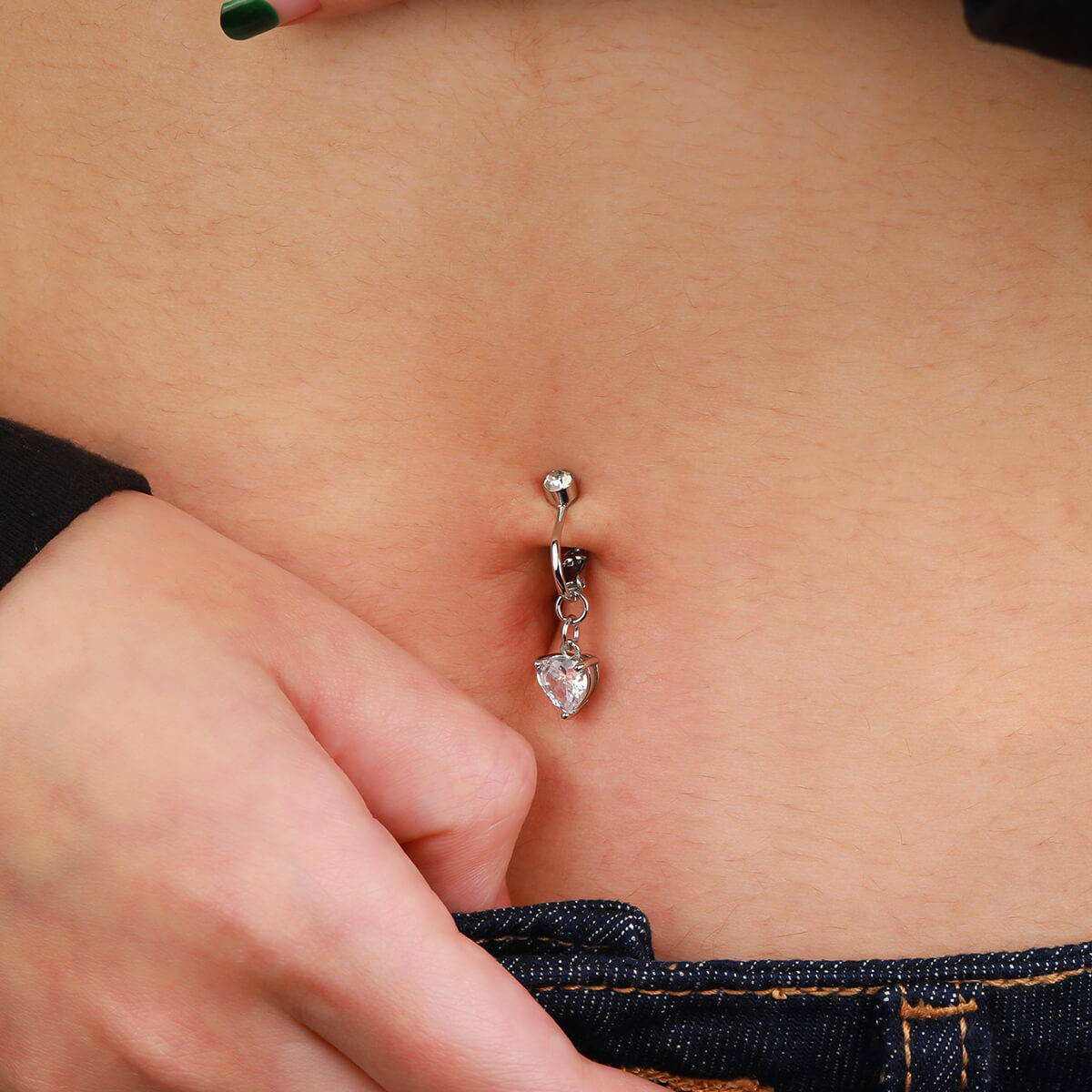 3PCS Heart Flower Snake Dangle Fake Belly Ring