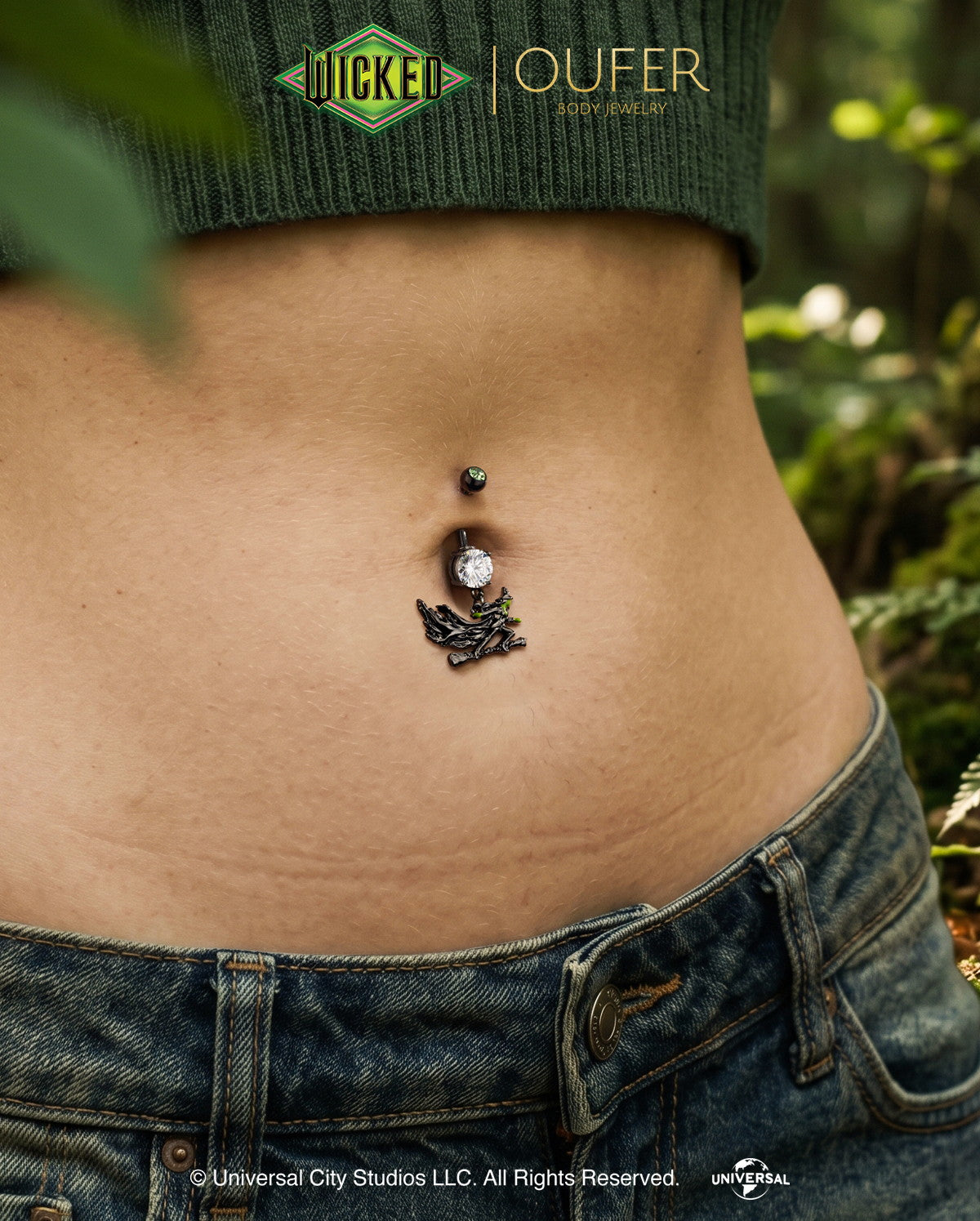 OUFER × WICKED Flying CZ Dangle Belly Ring
