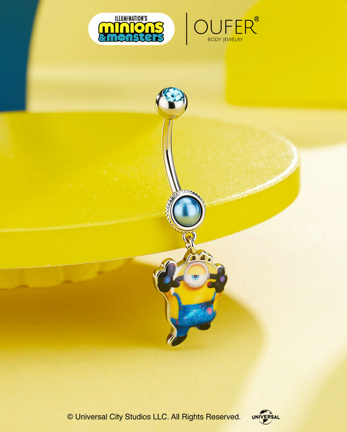 minions james camera belly ring 