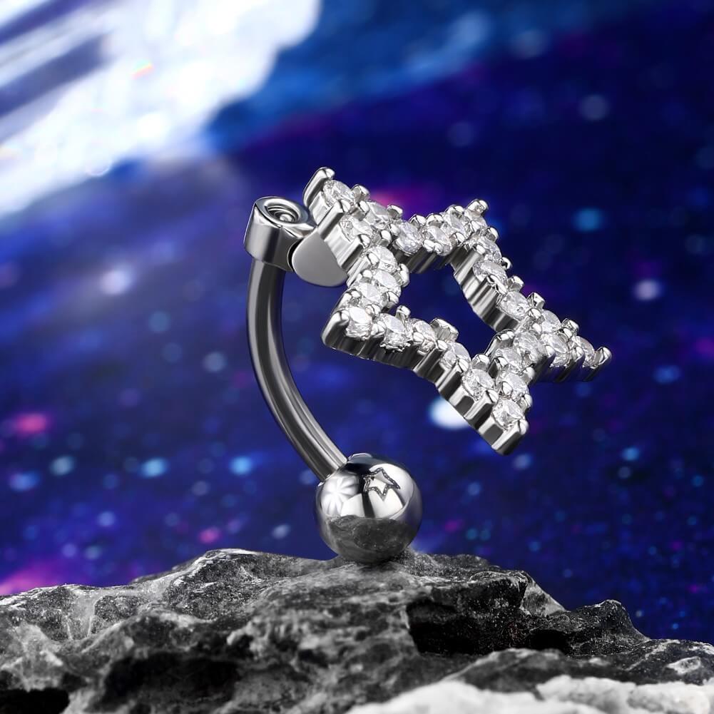 StarShaped CZ Reverse Dangle Belly Ring