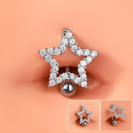 Piercing Para Ombligo De Titanio Con CZ Claro - Barra 14G, 10mm, Rosca Interna, Hipoalergénico Y Cómodo