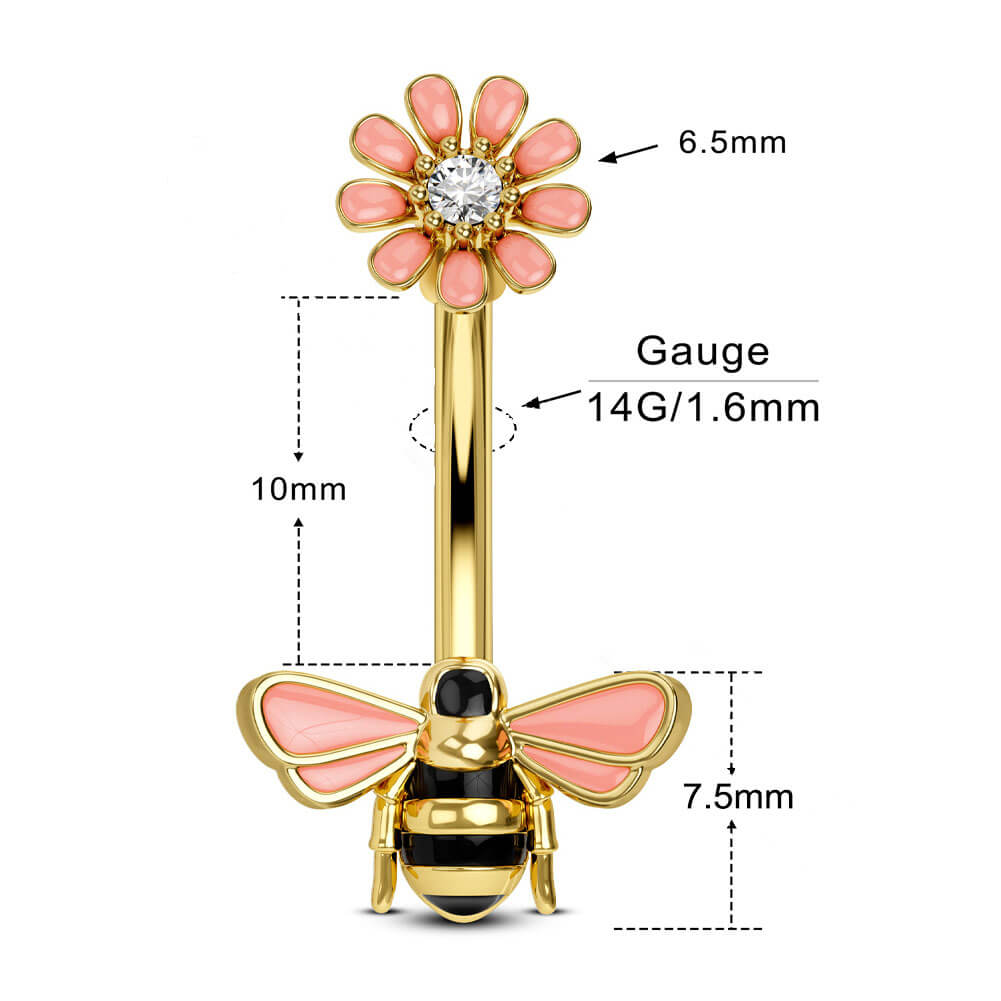 14g flower belly button rings