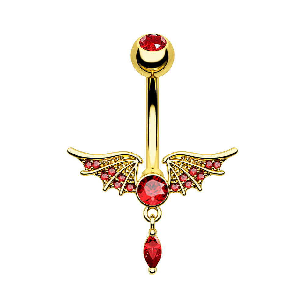 gold angel wing belly button rings