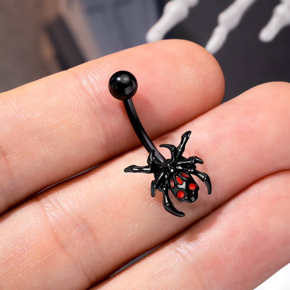 spider skull belly button rings