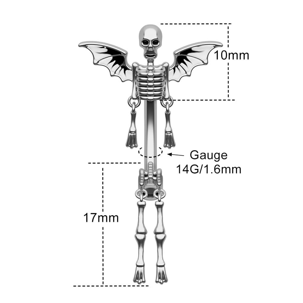 14g skeleton belly button ring
