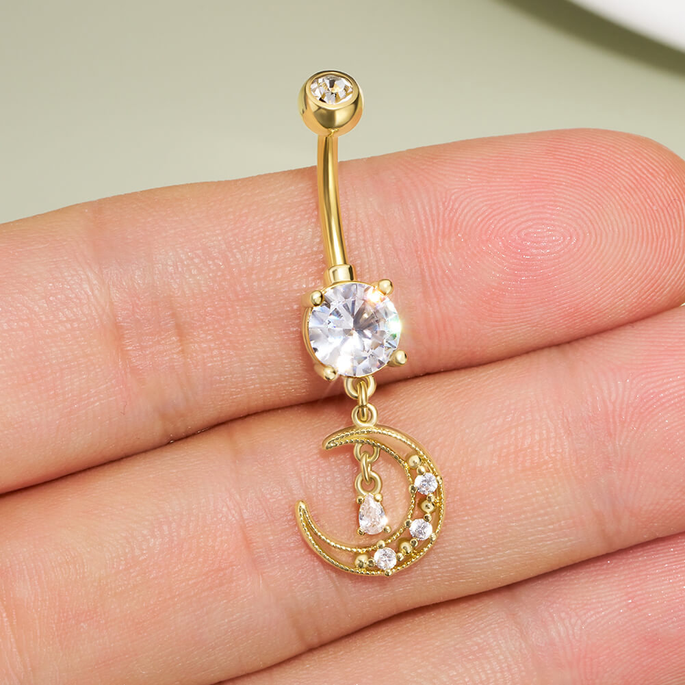 CZ dangle belly button rings