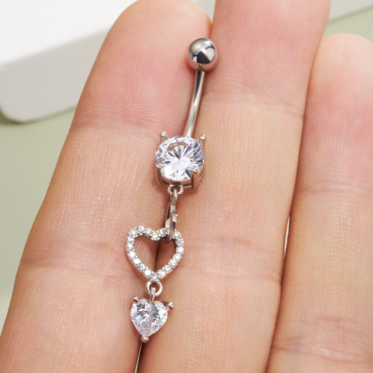 stainless steel heart belly button ring