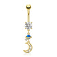 moon and saturn dangle belly ring