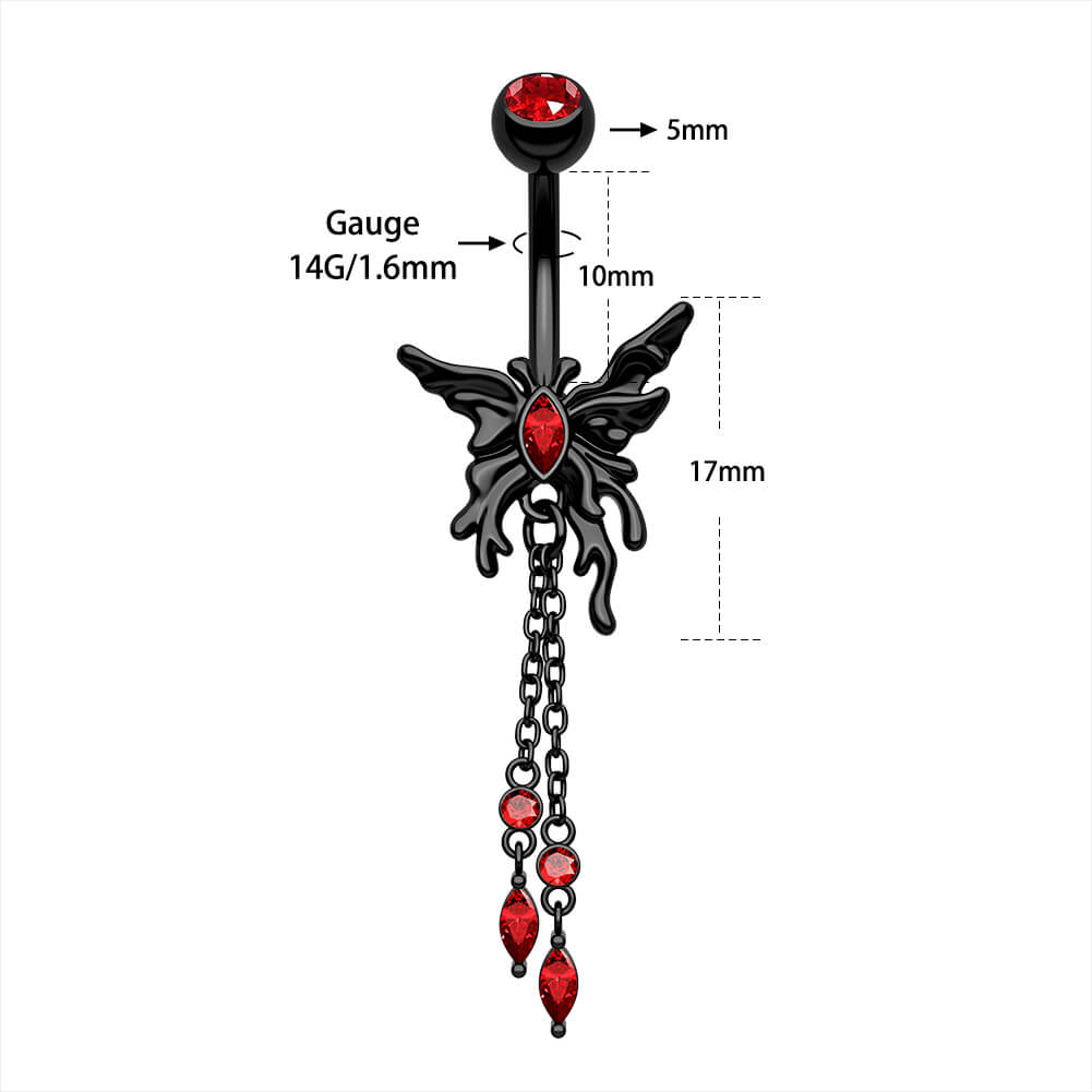 14g butterfly belly ring