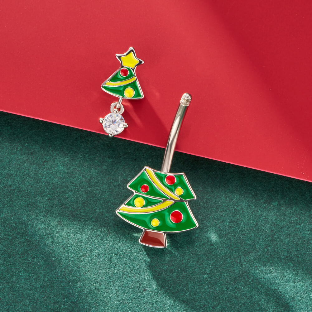 christmas belly button rings