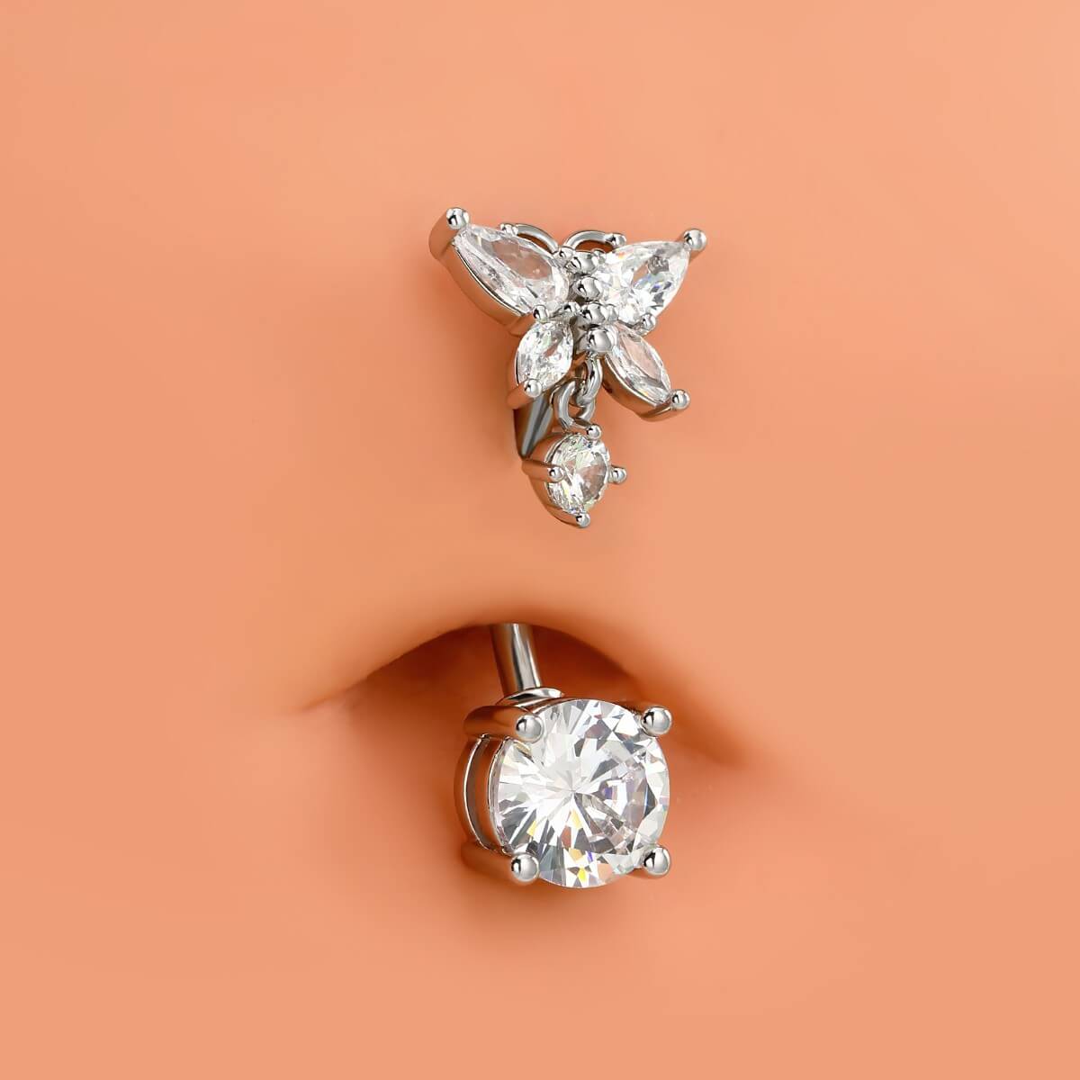 dangle butterfly belly button piercing