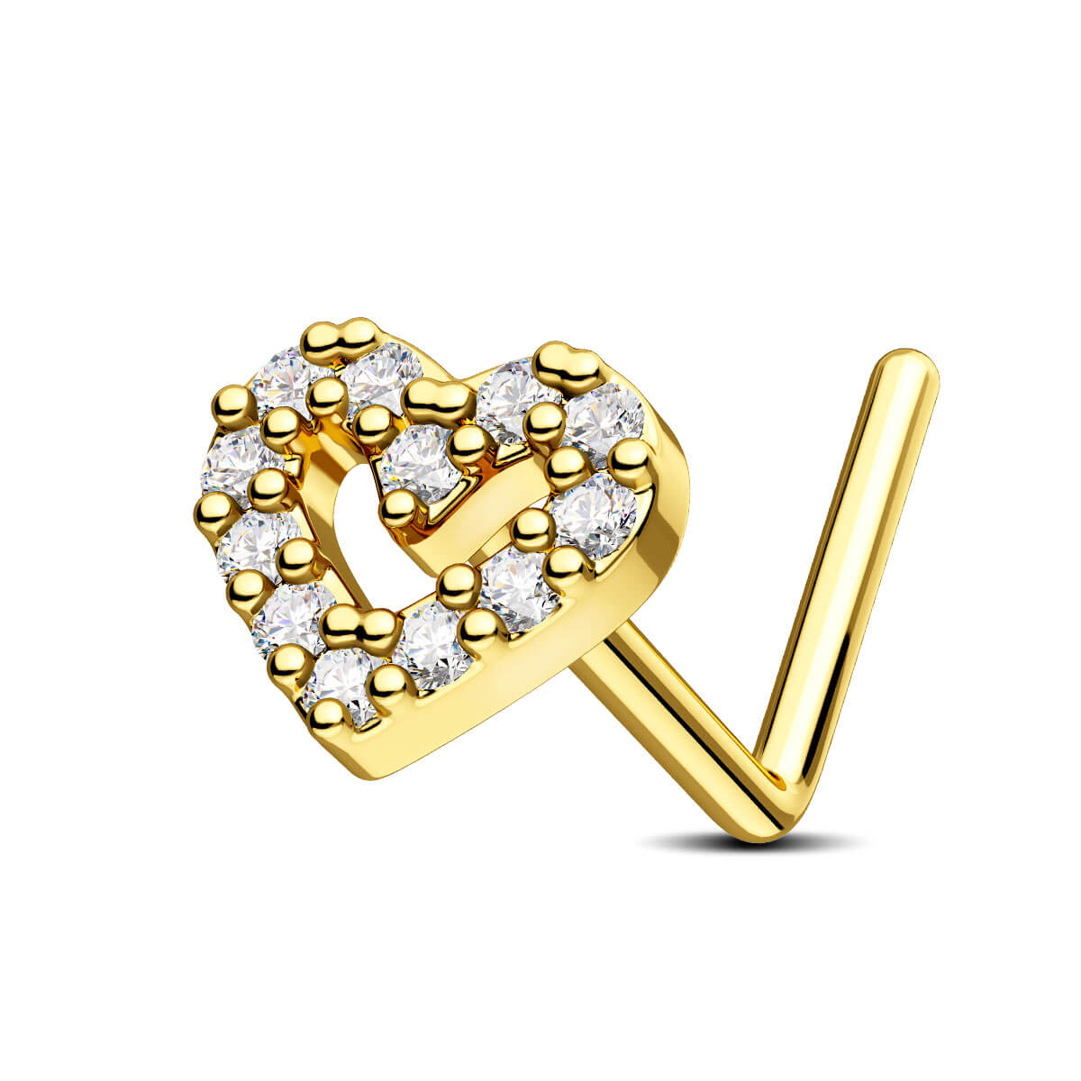 golden heart nose stud
