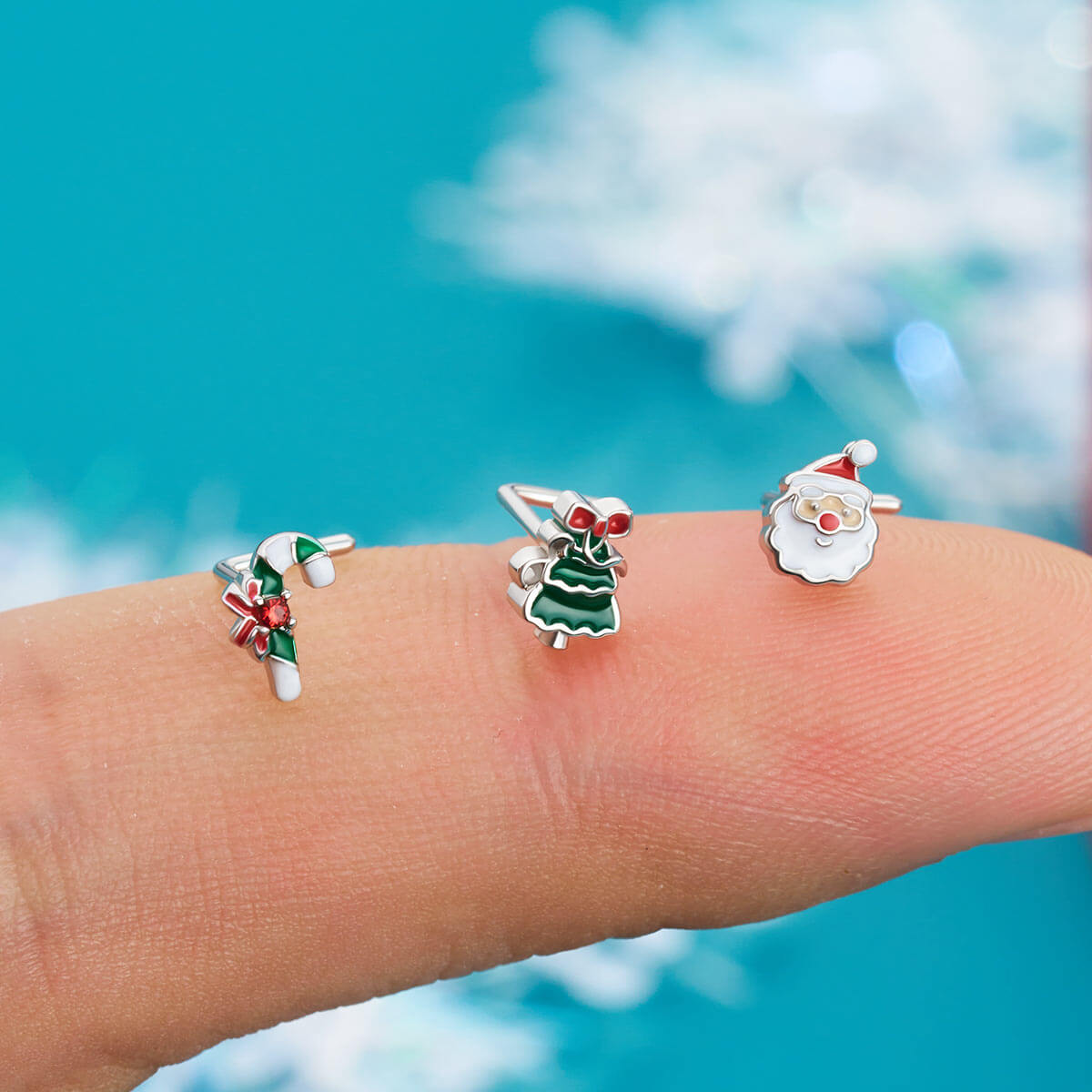 L shaped christmas nose stud
