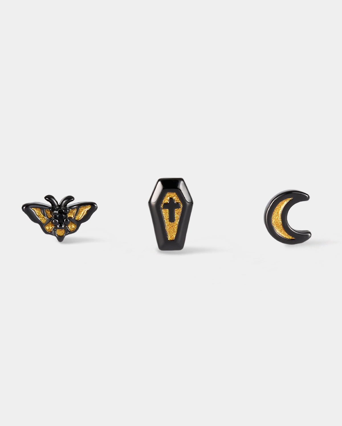 3PCS Moth/Coffin/Moon Nose Stud Set