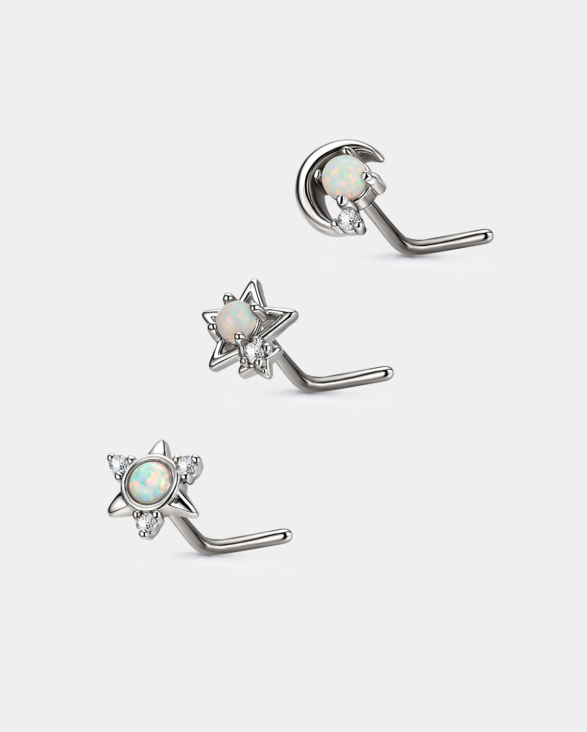 opal nose stud set