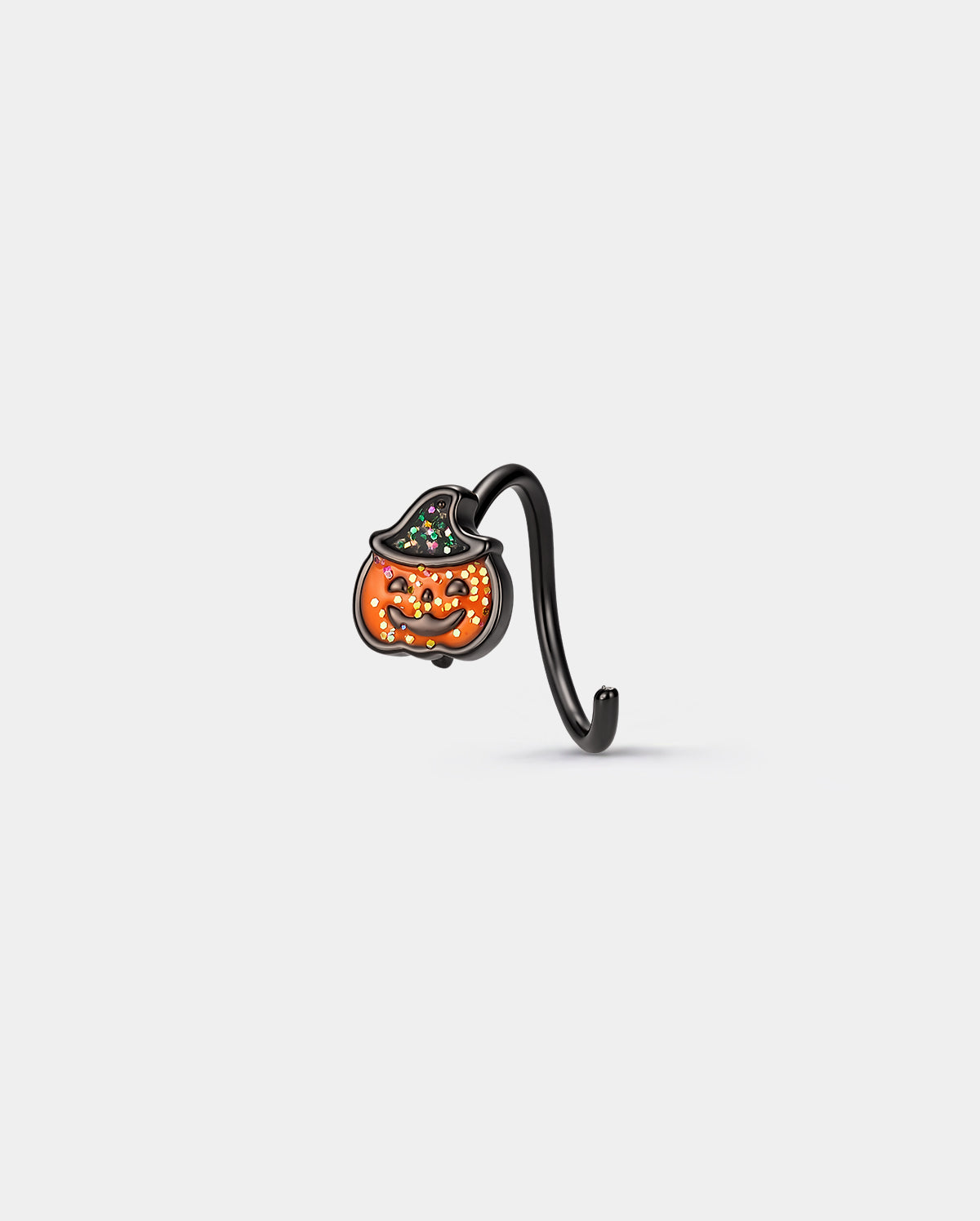 3PCS Bat Pumpkin Spider Glitter Seamless Nostril Hoop Set