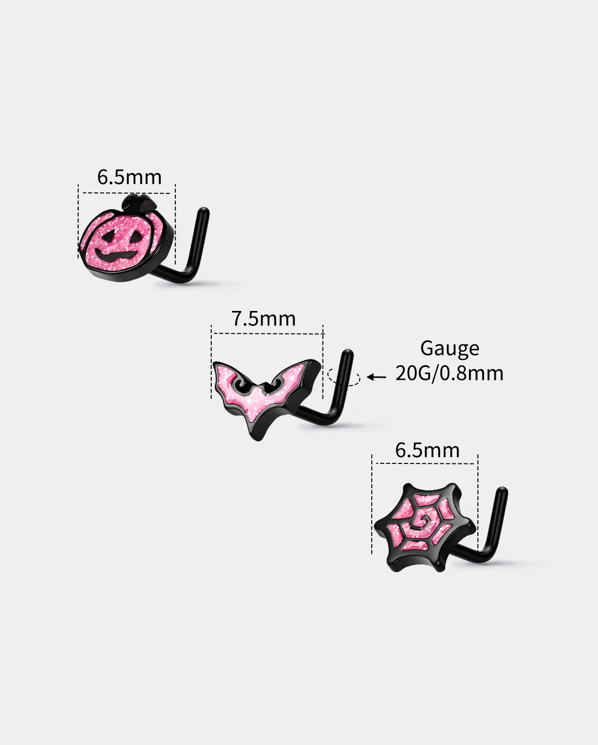 20g pink halloween stud