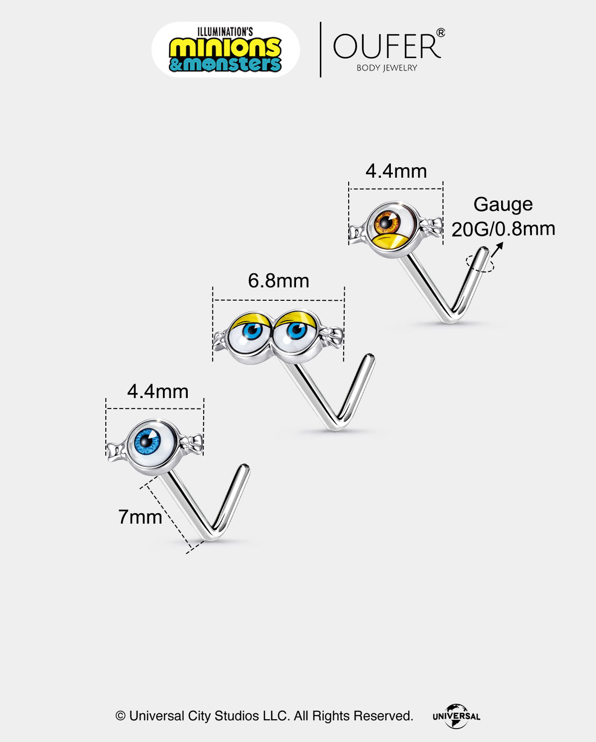 MINIONS × OUFER Eye Series 3PCS Nose Stud Set