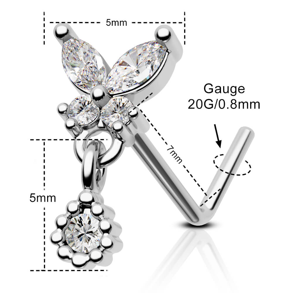 20g butterfly nose stud
