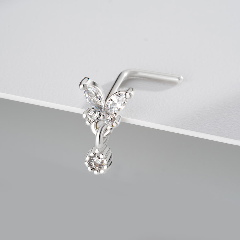 dangle butterfly nose stud