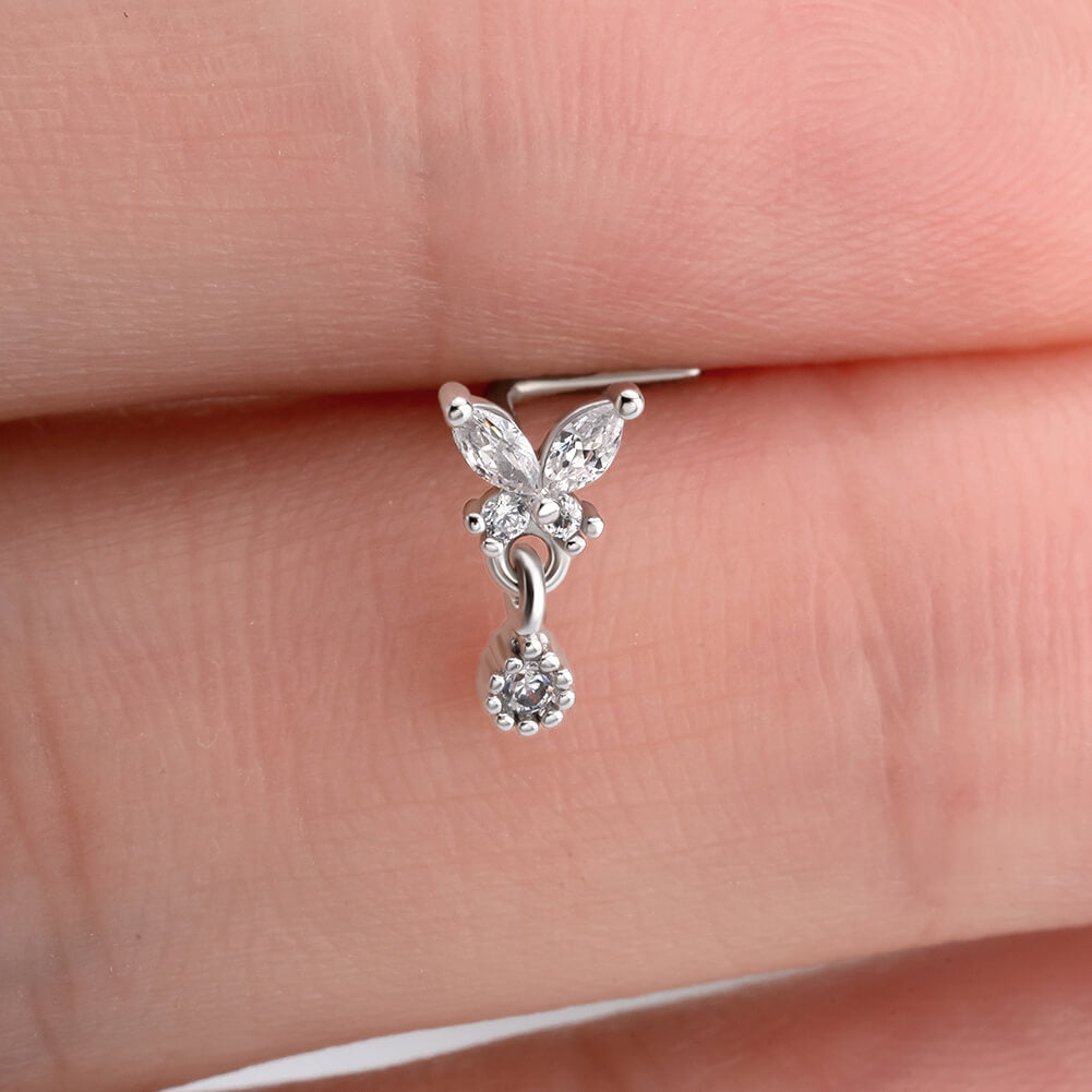 CZ butterfly nose stud