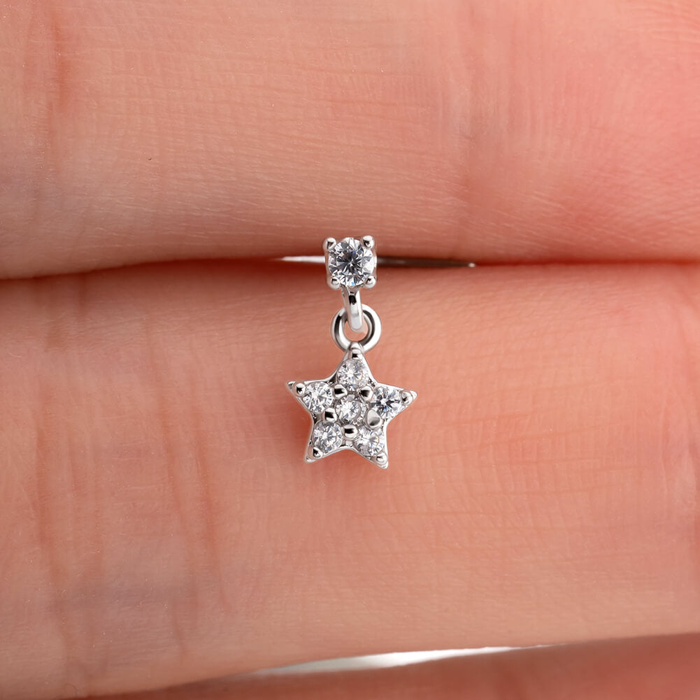 star dangle nose stud