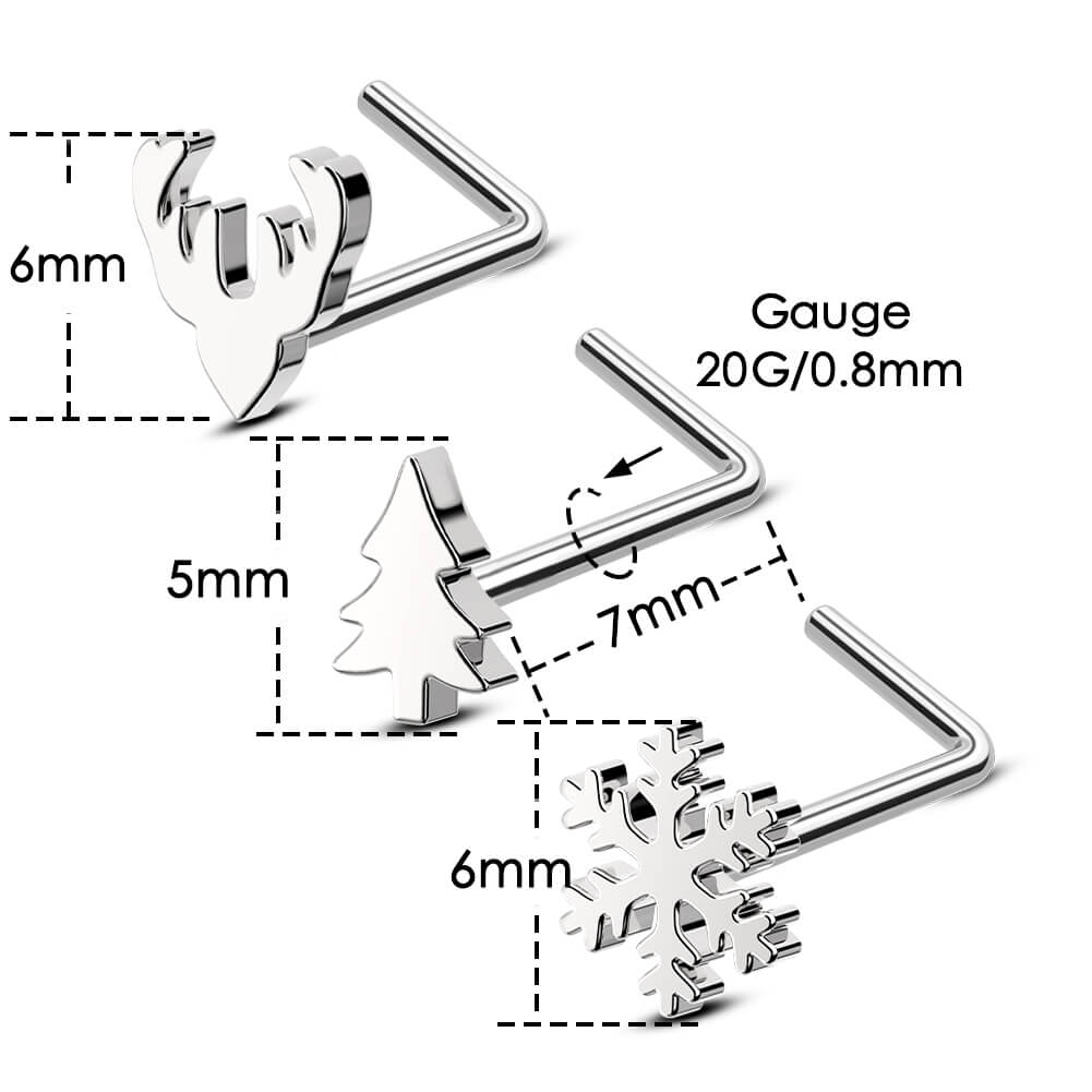 20g christmas nose stud