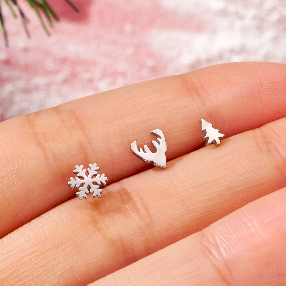 stainless steel christmas nose stud