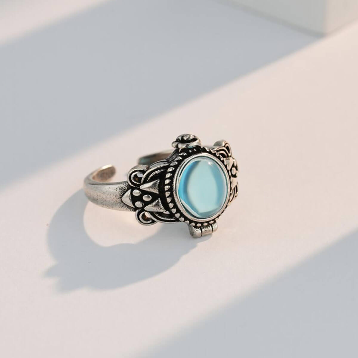 Blue CZ Vintage Adjustable Ring