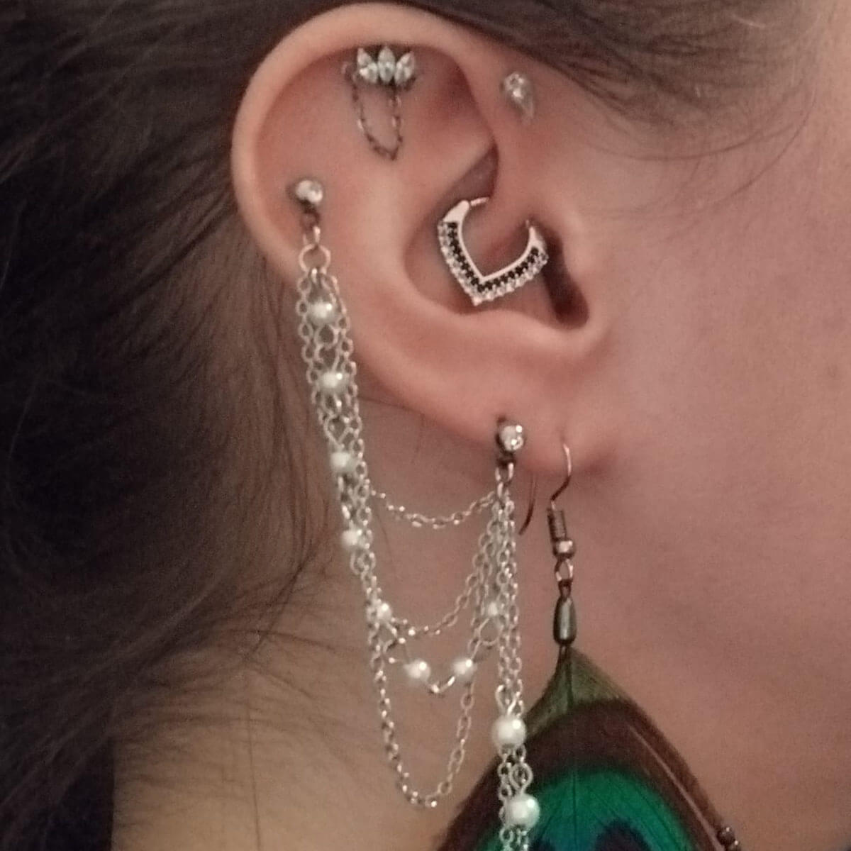 16G CZ Triangle Septum Ring Daith Helix Earring