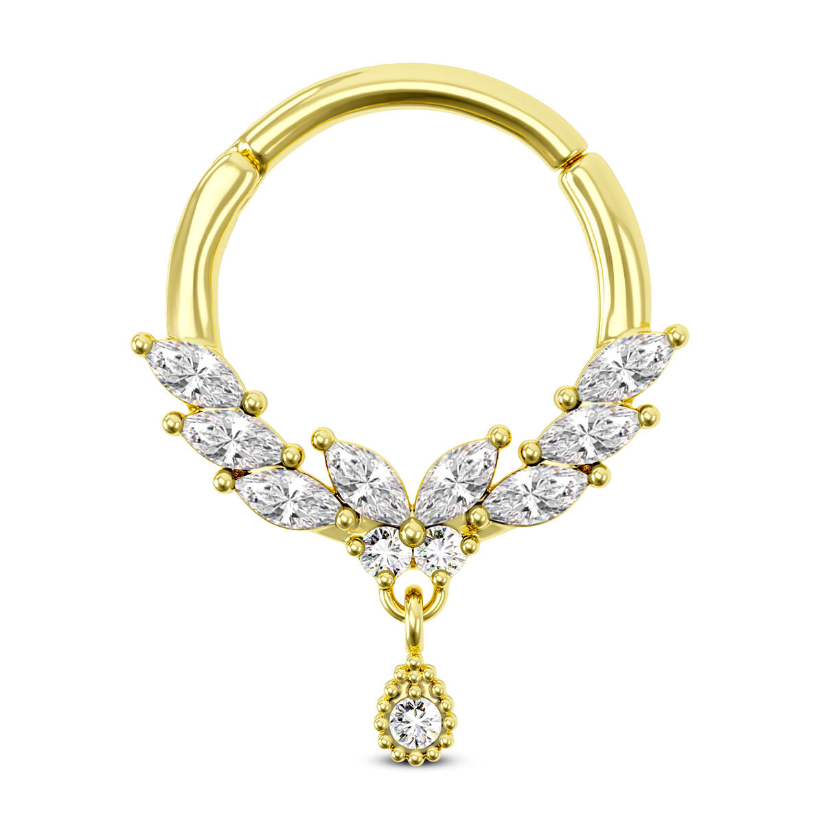 16G Butterfly CZ Dangle Septum Ring