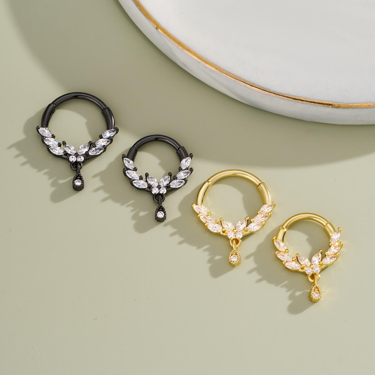 Butterfly CZ Dangle Septum Ring