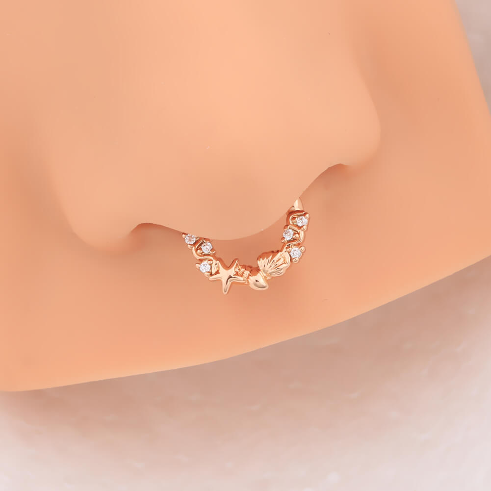 gold starfish septum ring 