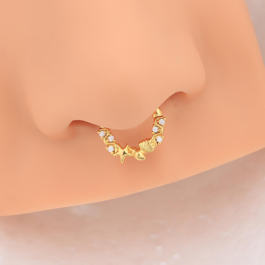 gold Starfish septum ring 