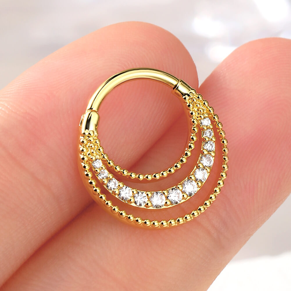 16G Palace Style Hinged Segment Septum Ring Daith Earrings