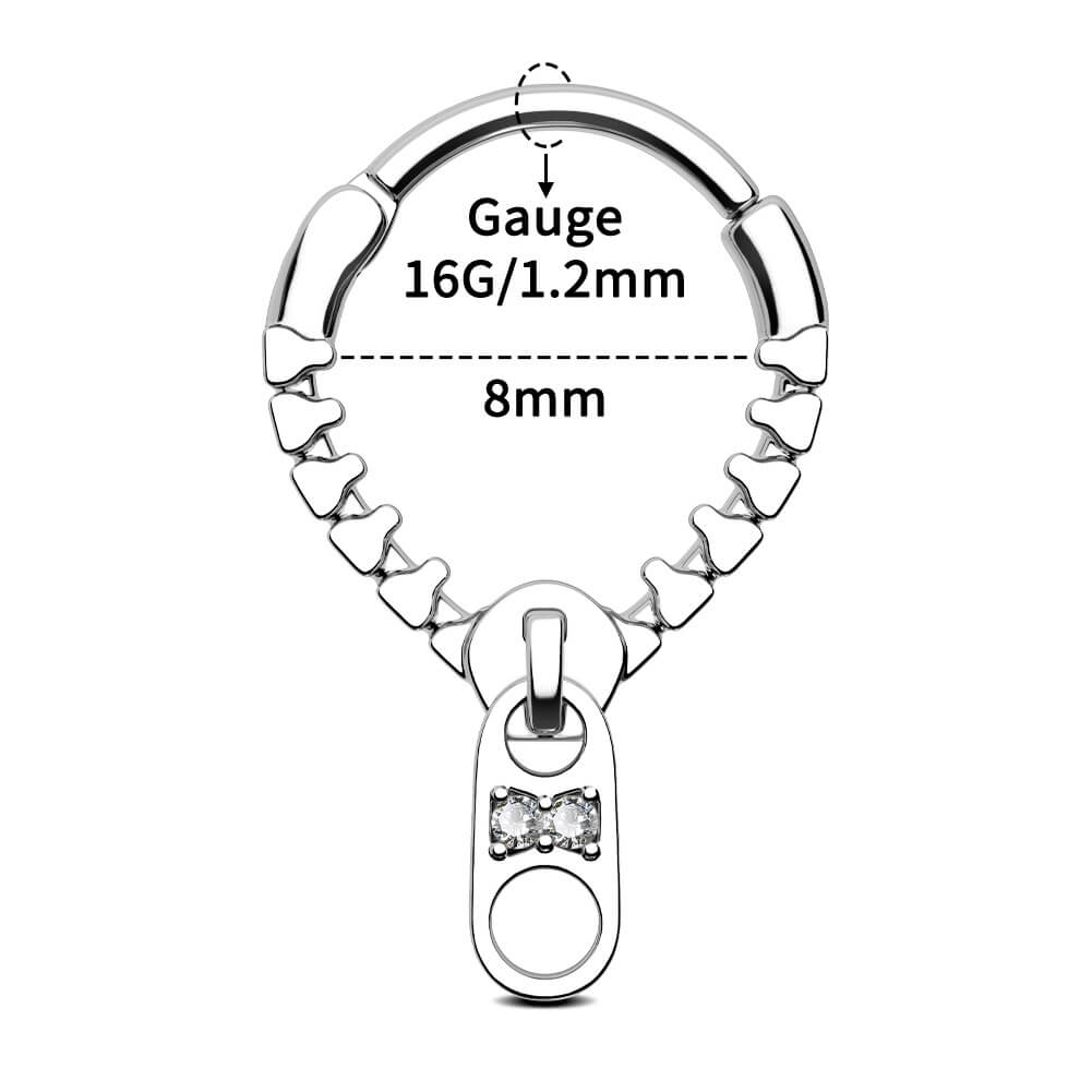 8mm zipper septum ring 