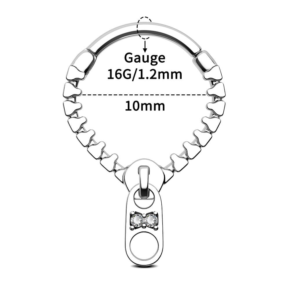 10mm zipper septum ring 