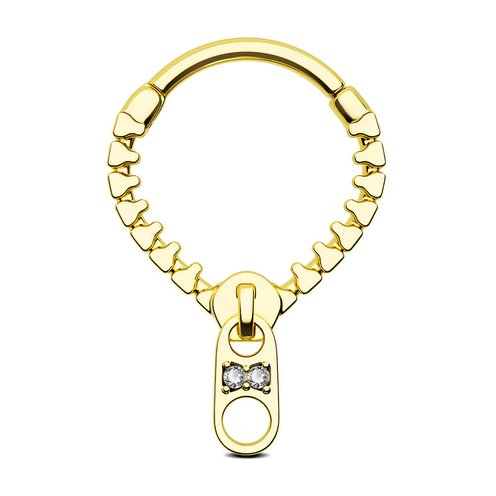 gold zipper septum ring 