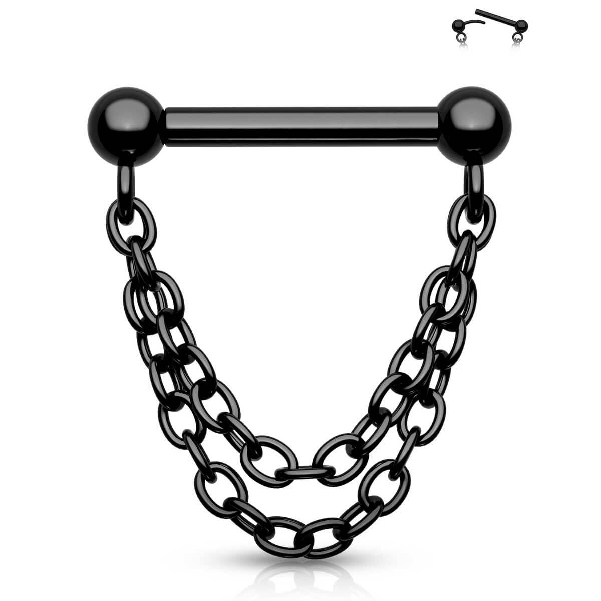16G Threadless Chain Style Septum Nose Ring Push Pin