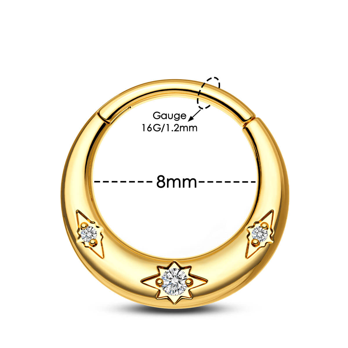 8mm golden septum ring