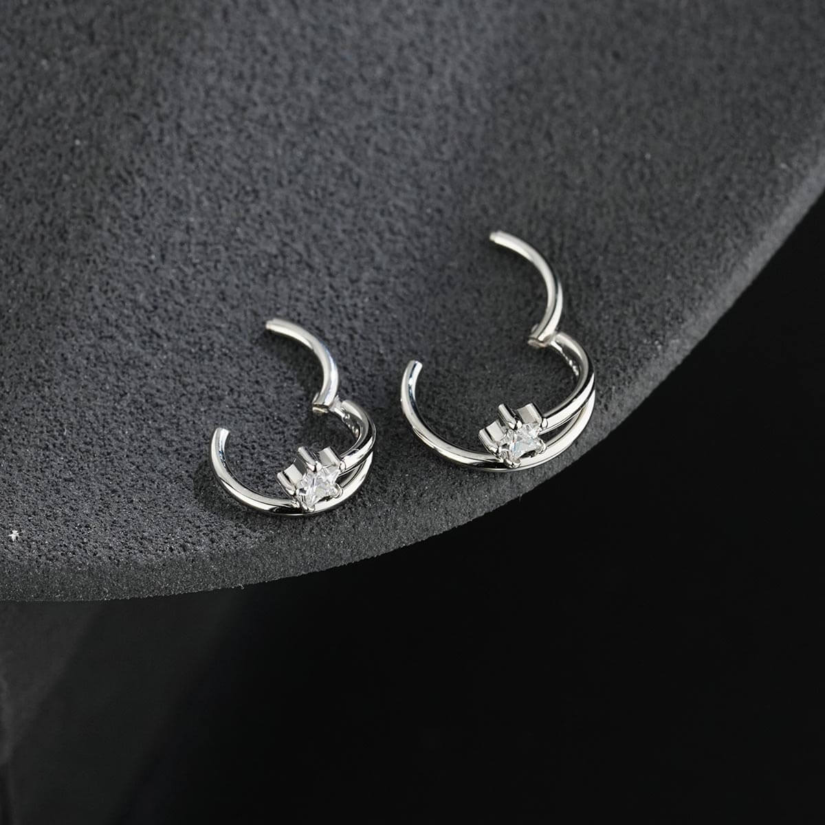 Star CZ Hinged Segment Cartilage Ring