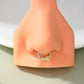 Anneau de septum en zircone cubique avec cœur transparent et serpent perché