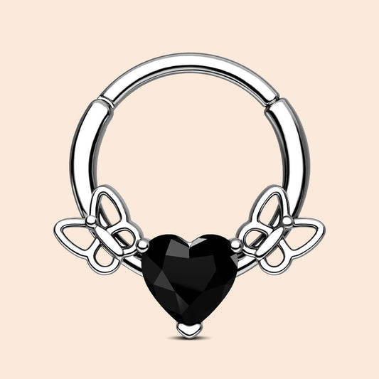black heart and butterfly septum ring 