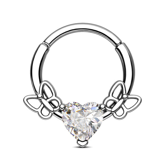heart and butterfly septum ring 