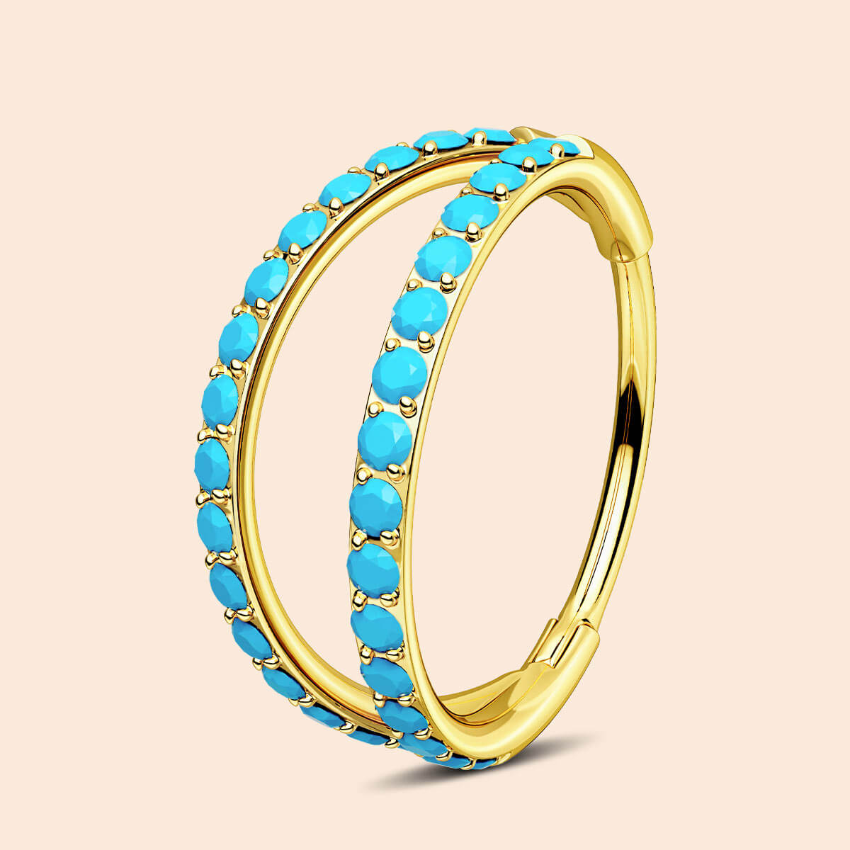 gold turquoise nose ring