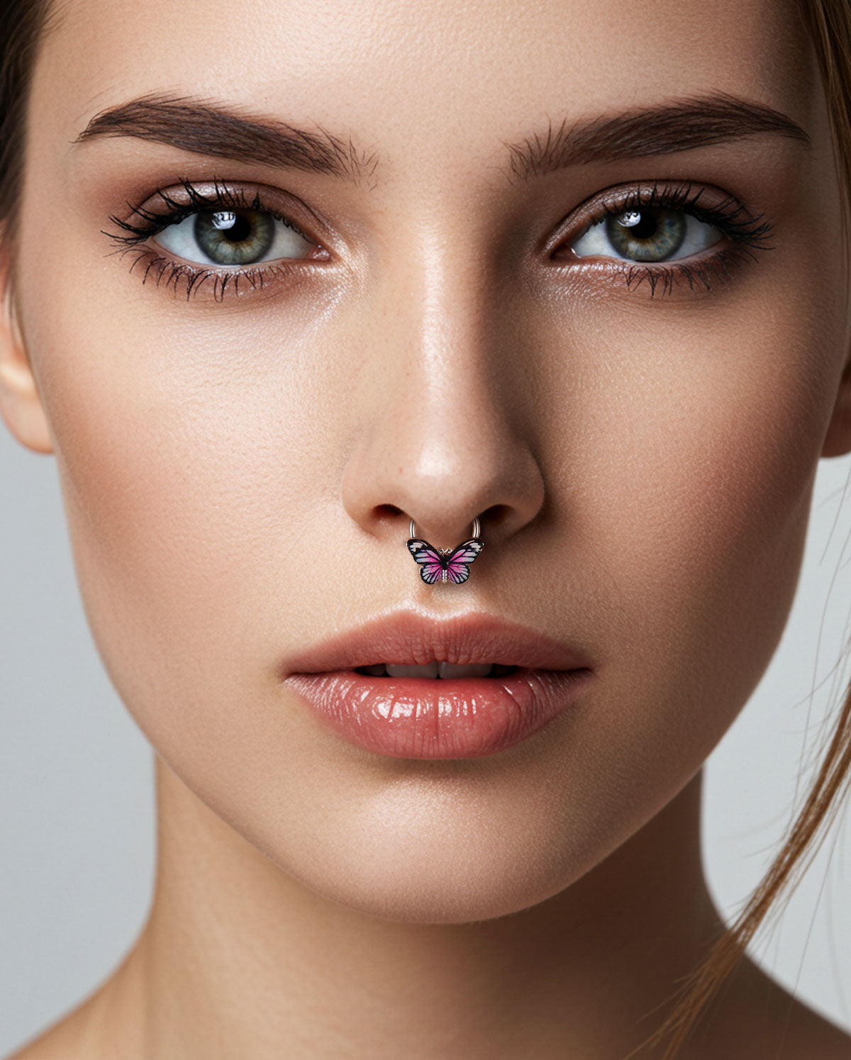 Pink Butterfly Daith Septum Ring