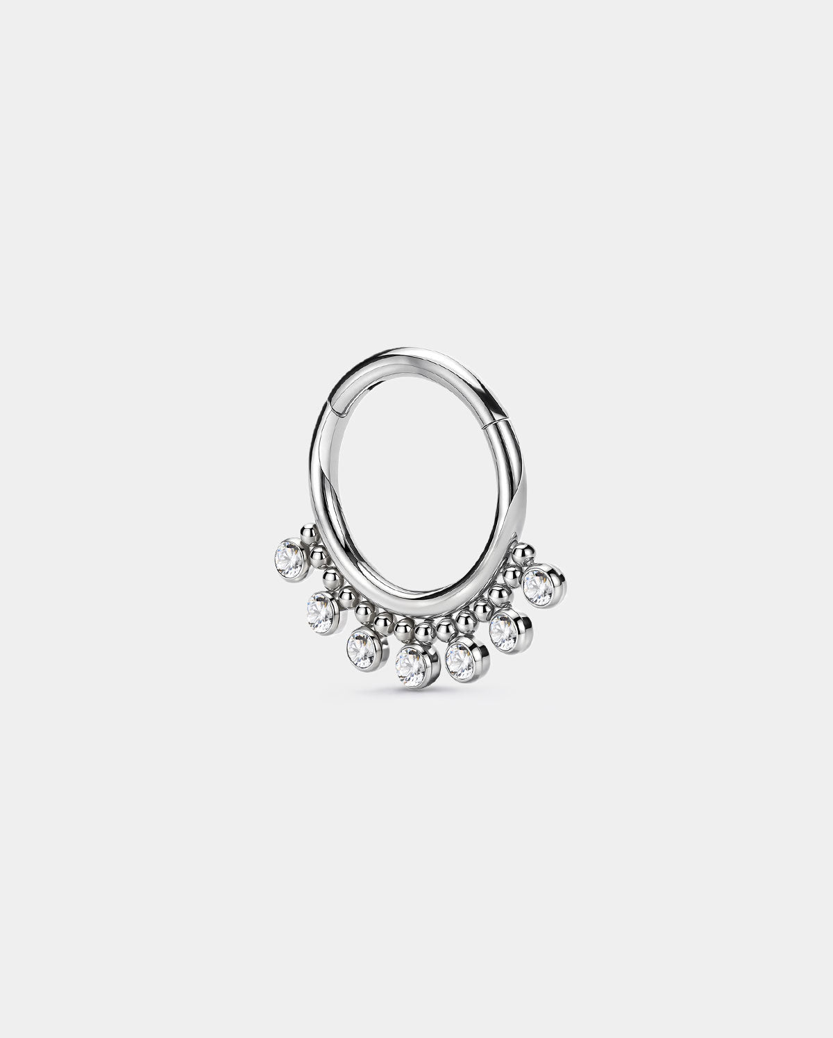 Delicate Beaded & CZ Segment Septum Hoop