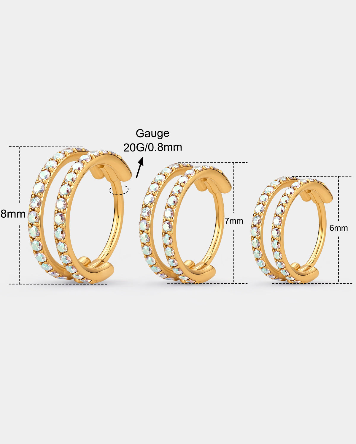 OUFER  20G Double Row AB CZ Segment Nose Hoop
